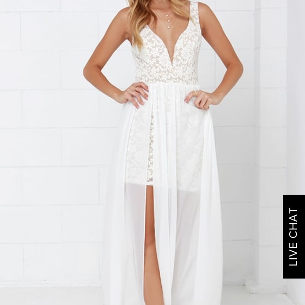Lulus Make Way For Wonderful White Lace Maxi Dress
